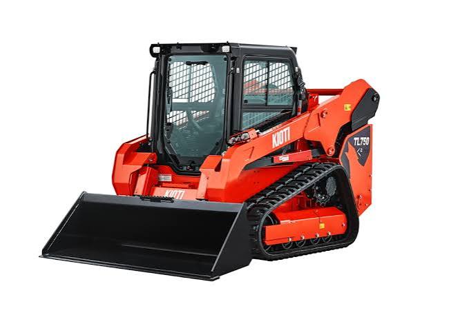 Orange Kioti track loader with bucket